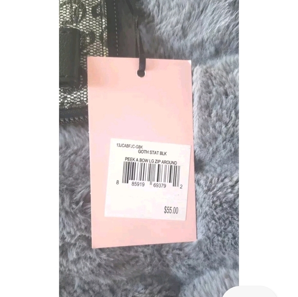 New W Tags Juicy Couture Peek A Bow Grey & Black Logo Wallet Cute - Picture 2 of 3